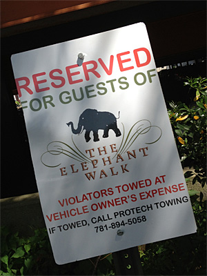 Elephant Walk Waltham Parking Sign